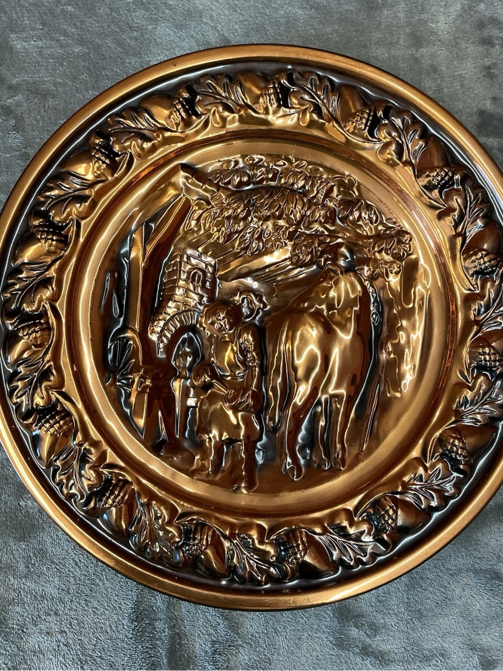Coppercraft Guild USA Large 13"Copper Wall Plate Hanging Décor Blacksmith design